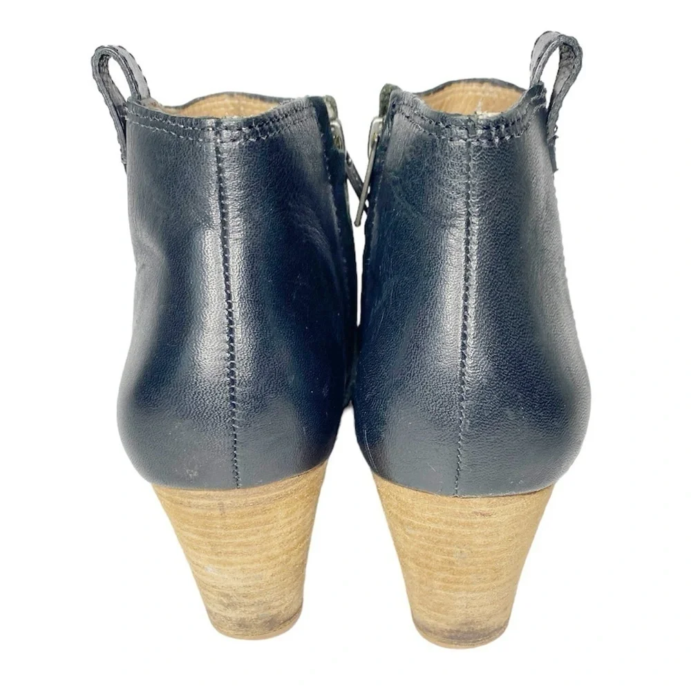Madewell Black Leather Billie Ankle Boot Size 7.5 stack wood heel - Picture 8 of 12